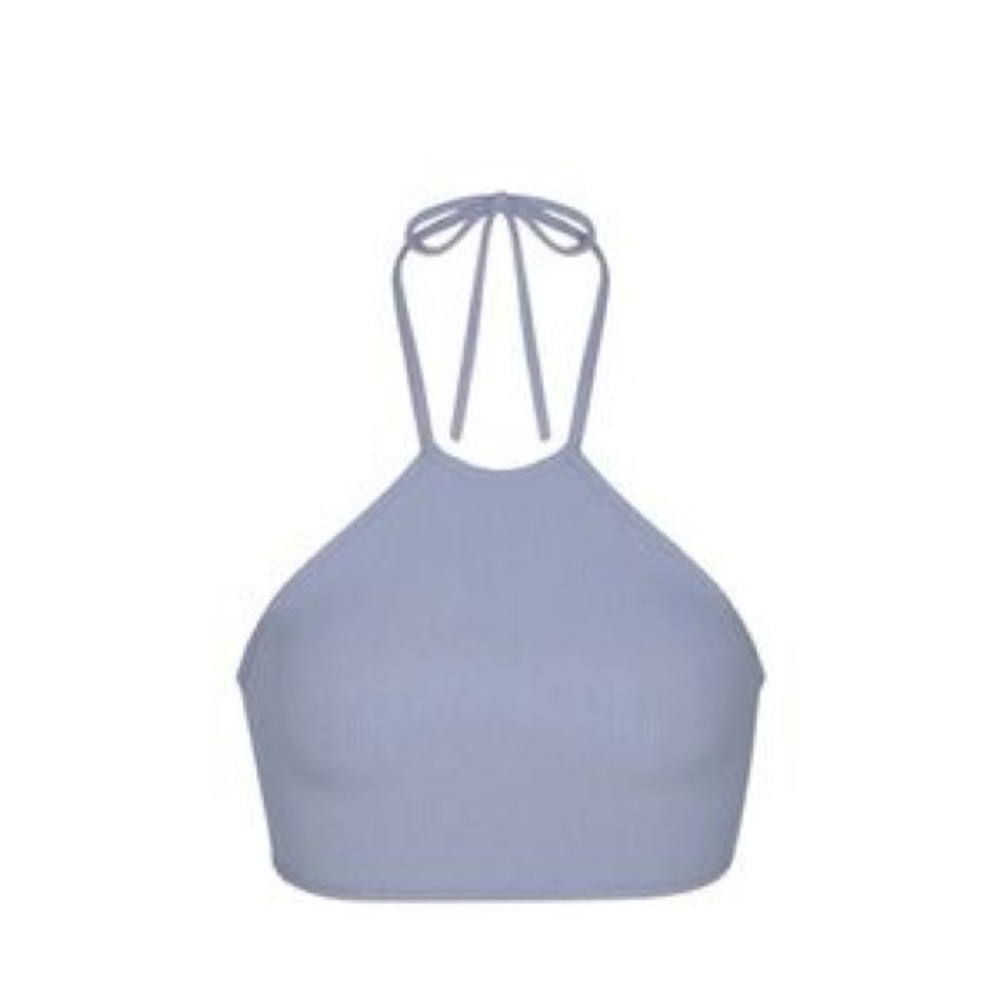 SKIMS Halter Crop Top in Light Periwinkle